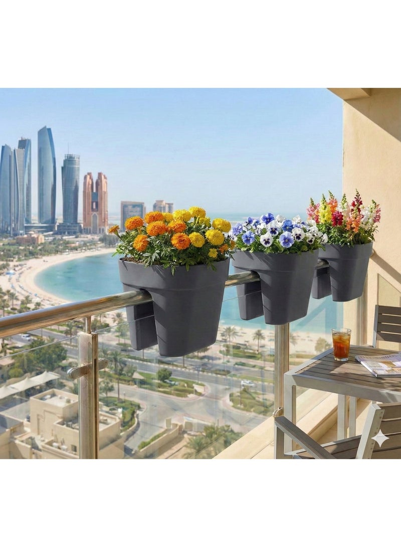 IDEL Self Hanging Flower Planter Pot PBACK – Balcony & Garden Pots with Adjustable Hooks and Self Watering – Durable Premium Hanging Planters – Made in Italy (Anthracite, 30cm) - Image 3